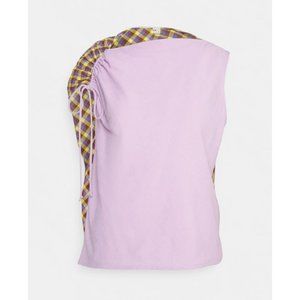 Tory Burch Veronica Plaid Ruched Top Mallow Pink Size 8